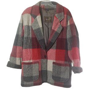 Vintage French Country Express Wool Blazer Jacket Size L Colorful Plaid